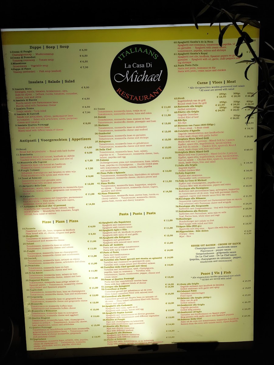 Menu La Casa Di Michael-2